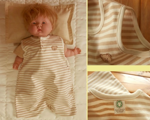 76069 - [존앤트리] 100%오가닉<BR>수면조끼(양면 브라운 스트라이프)