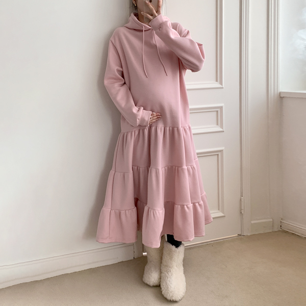 Maternity*Love Cancan Hooded Raised Maternity Dress