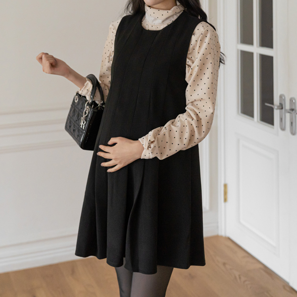 Maternity*Mini Pleated Vest Maternity Dress