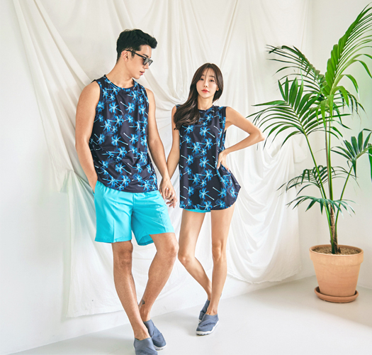 <font color="bb4b57"><b>[10% discount when you buy 2]</b></font><br> Loose fit navy palm cover-up (unisex/UV protection SPR50+).301