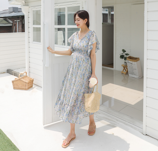 Early and mid-term mom * Yeori Yeori Floring Maternity Dress