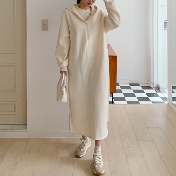 Nursing clothes*Wrap 10 seconds breastfeeding maxi hooded dress (ver.napping)