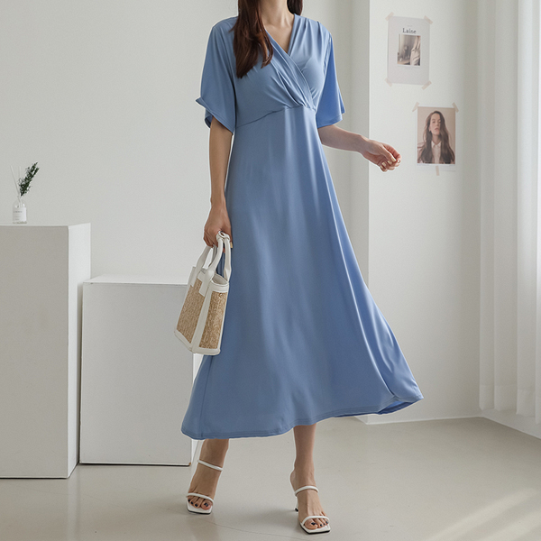 <b>[Limited-time discount]</b> Nursing clothes*One-of-a-kind ice ding flare wrap nursing dress