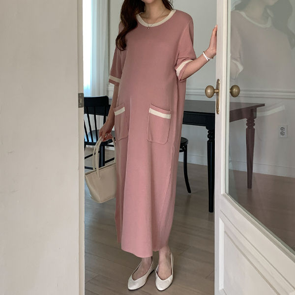 Maternity*Line Pocket Knit Maternity Dress