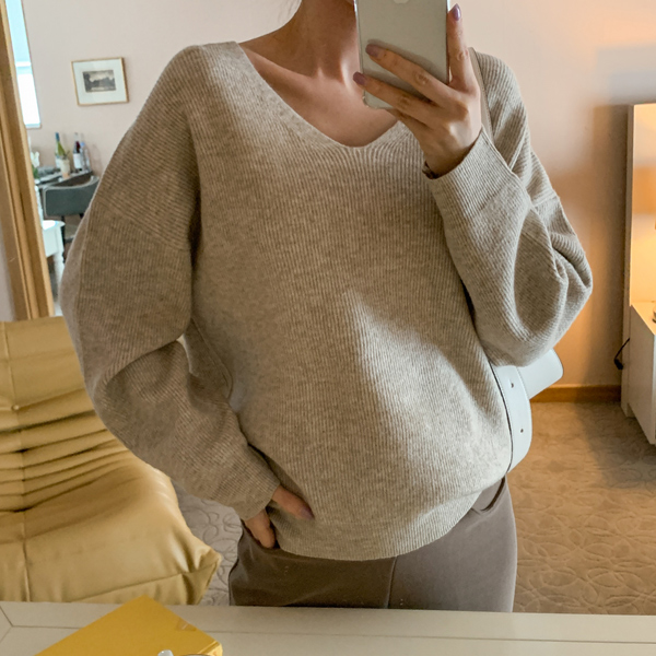 Maternity*V-neck Wool knit(wool 10%)(7Color)