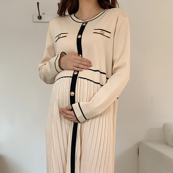 Maternity*For You Line Long Sleeve Knit Maternity Dress