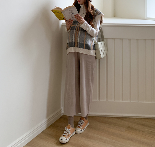Maternity*Cozy ribbed wide maternity pants