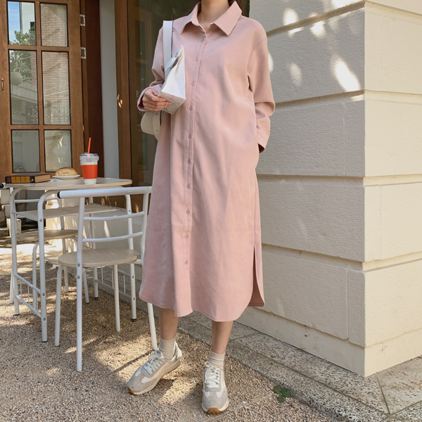 Maternity* Soft brushed long shirt maternity dress (thick winter material)