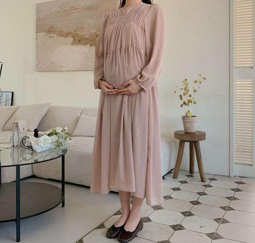 Maternity*Muse shirring pleated maternity dress