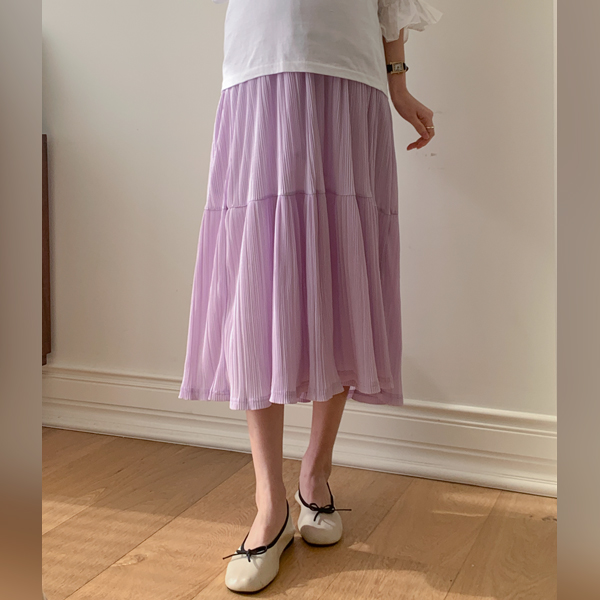 Early to mid-term mom*Lavender cancan pleated banding skirt