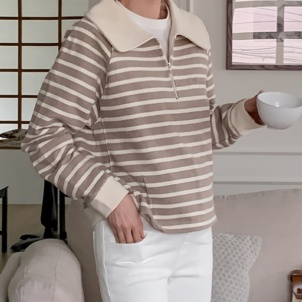 Maternity*Marine Stripe Color Sweatshirt
