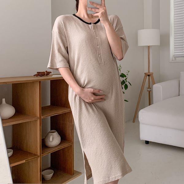 <b>[Free Shipping]</b> Nursing Clothes*Soft Modal Button One Piece (for pregnant women)