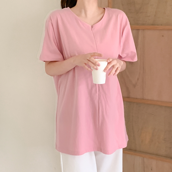 Nursing clothes*Simple basic long nursing tee (ver.Short-sleeve)