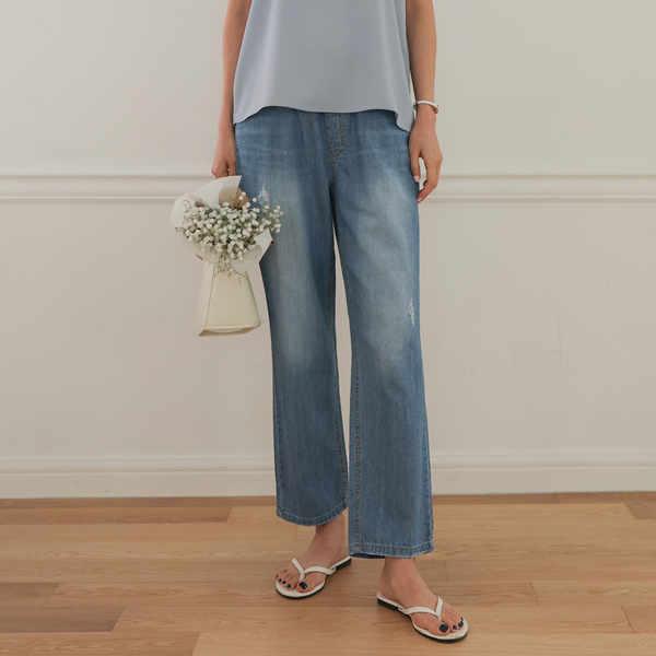 Maternity*Cool Baggy Linen Maternity Jeans