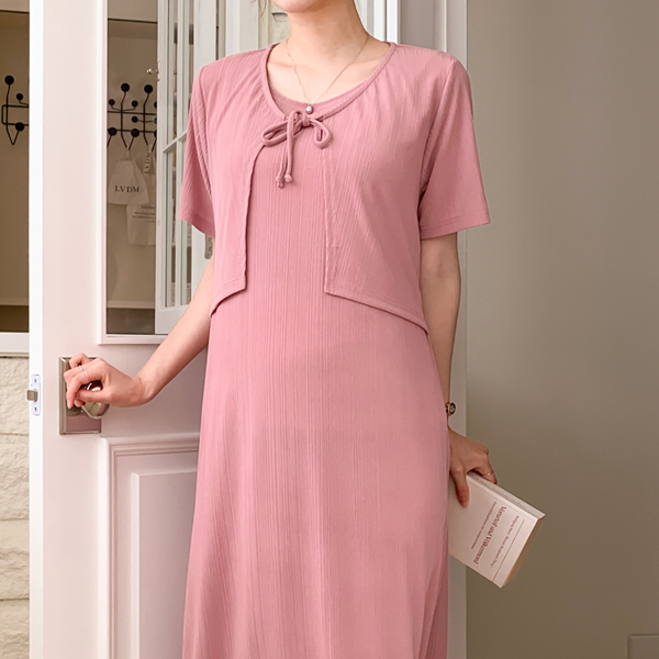 <font color="bb4b57"><b>Limited quantity SALE</b></font><br> Nursing clothes*Cool ribbed cardigan nursing dress (for pregnant women)