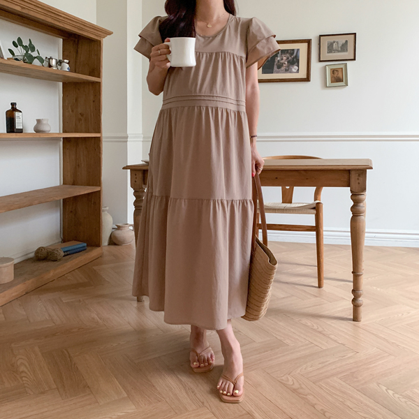 Maternity*Double sleeve rustling maternity dress