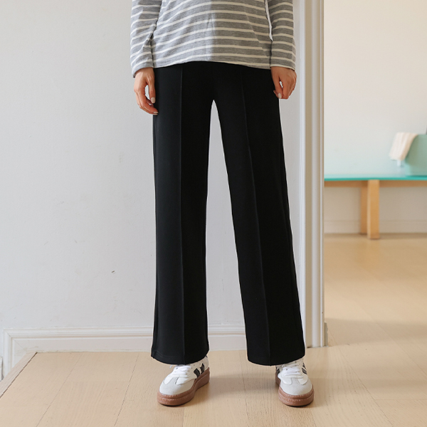 Maternity*Double Slim Pin Tuck Wide Maternity Pants