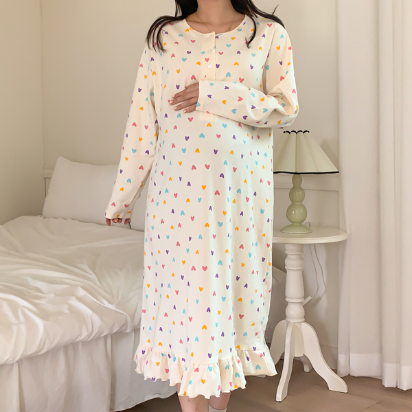 Maternity*Colorful Heart Maternity Dress (Can Breastfeeding)