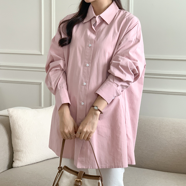 Maternity*Heart button loose fit maternity long shirt (possible for breastfeeding)