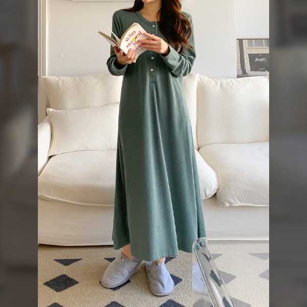 Nursing uniform*soft ribbed color matching nursing dress (for pregnant women)