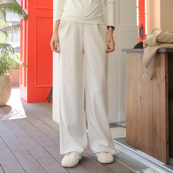 Maternity*Cozy knit ribbed pin tuck wide maternity pants