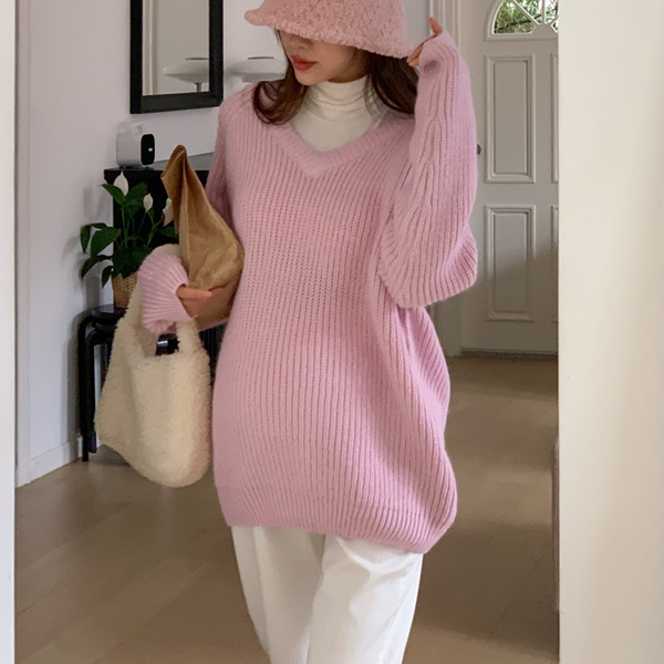 Maternity*Hachi V-neck loose knit (Wool10)