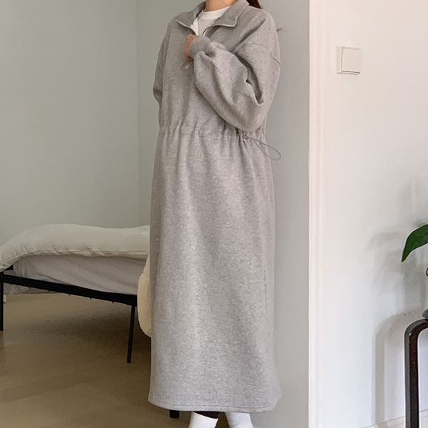 Maternity*Kkuankuban zip-up brushed maternity dress