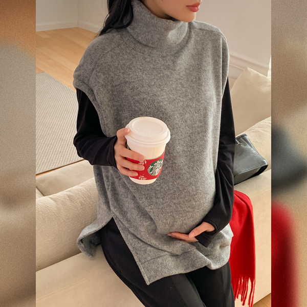 Maternity* Soft brushed high neck maternity knit vest