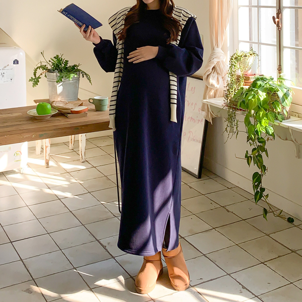 Maternity*Cozy brushed sweatshirt one-piece maternity dress