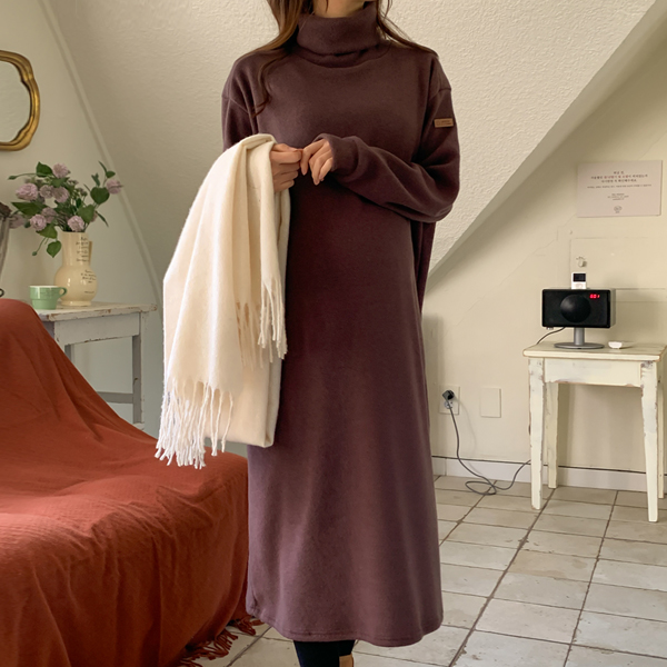 Maternity*Cozy knit high neck maternity dress (ver.napping)