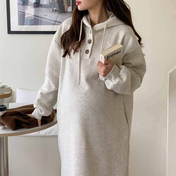 Maternity*Single-cropped hooded maternity dress