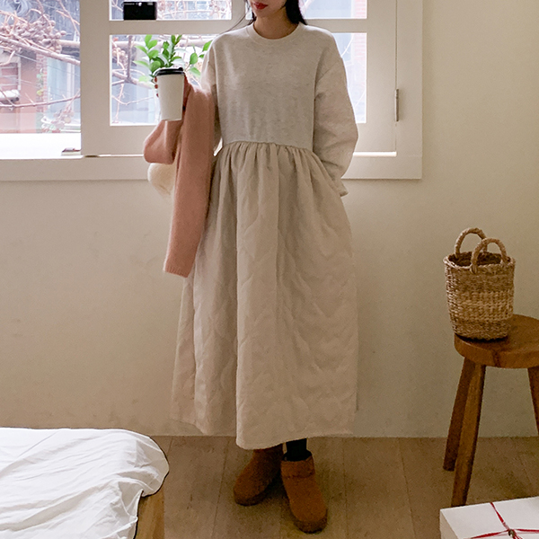 Maternity*Winter Quilting Sweatshirt Maternity Dress