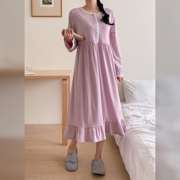 Nursing clothes*Char lace pajamas nursing dress (for pregnant women)