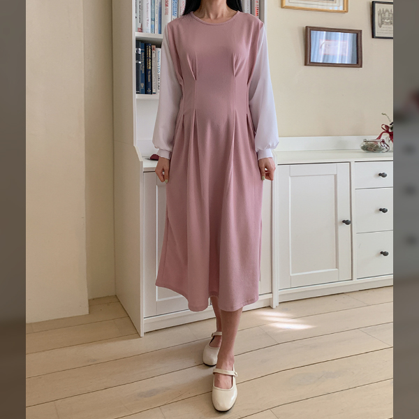 Maternity*Wrinkle-free dart blanc maternity dress