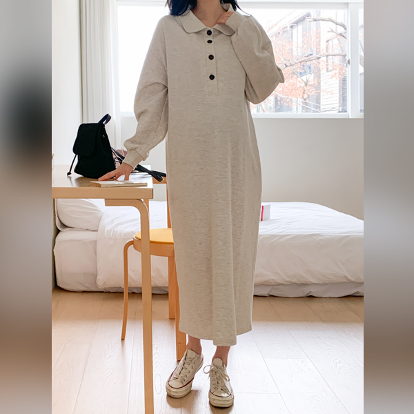 Maternity*Round collar maternity dress (possible for breastfeeding)