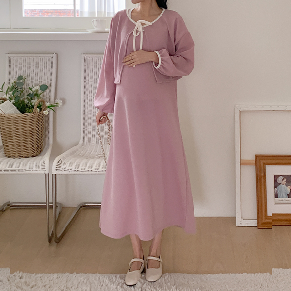 Maternity*Ribbon Cardigan Set Maternity Dress