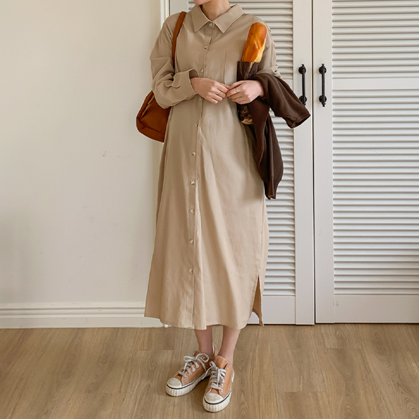 Maternity*Cotton loose fit shirt Maternity dress (possible for breastfeeding)