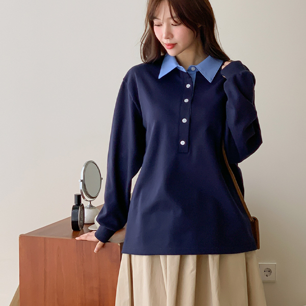 Nursing uniform*shirt layered button nursing sweatshirt (possible for pregnant women)