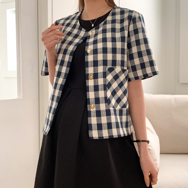 <b>[Limited-time discount]</b> Maternity*checked tweed short-sleeved jacket