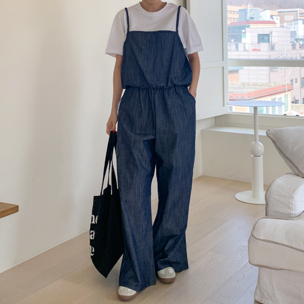 Maternity*non-fade denim jumpsuit