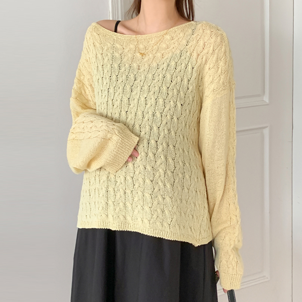 Maternity*Loose twisted boat neck knit