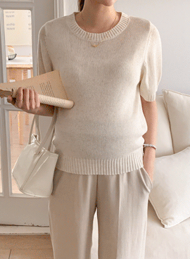 Maternity*Linen basic short sleeve knit