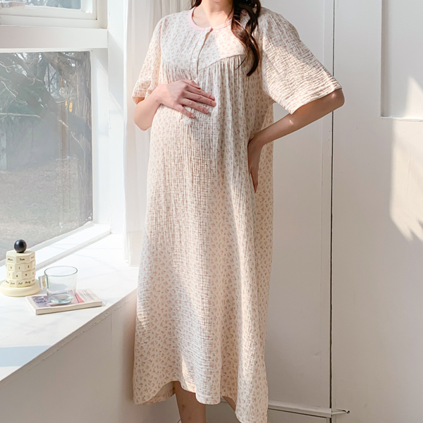 Maternity*Flower Yoru Home Maternity Dress (possible for breastfeeding)