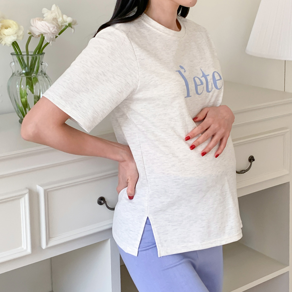 Maternity*Cream Bio Short Sleeves T-shirt
