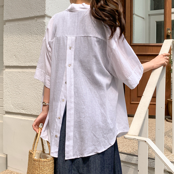 <b>[Limited-time discount]</b> Maternity*linen back button loose fit shirt
