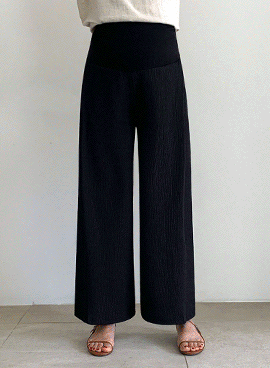 Maternity*Bubble Pin Tuck Wide Maternity Pants
