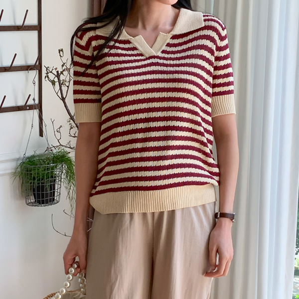 Maternity*Zigzag color combination collar knit