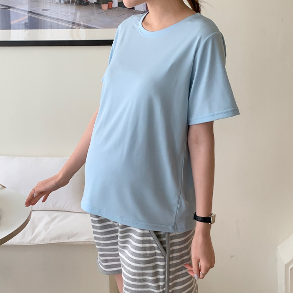 <font color="bb4b57"><b>[Special Price 1+1]</b></font> Maternity*Cold Round Short Sleeves T-shirt