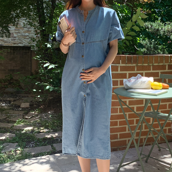 Maternity*Totto stingray denim maternity dress (can breastfeed)