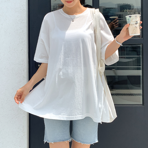 Maternity*Soft silk slit box t-shirt